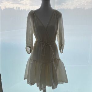 Elegant Cream Wrap Dress